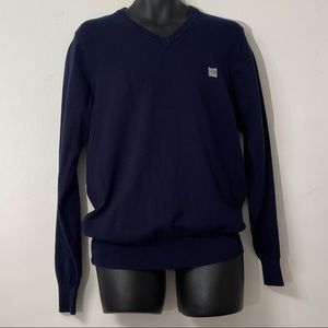 Bench men blue v neck long sleeves pullover sweater,Size L. Pre- owned condition